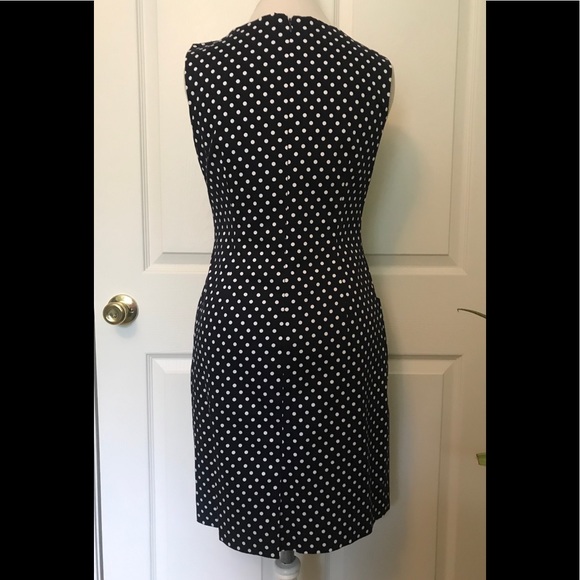 😍GORGEOUS Tahari Navy Blue Polka Dot Dress - Picture 6 of 8